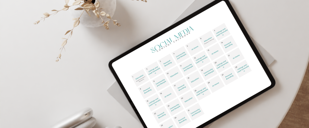 A 30-day calendar with content ideas for Real Estate Professionals